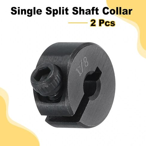 uxcell 2pcs Single Split Shaft Collar 1/8" Bore One-Piece Clamping Collar, 1/2" OD, 1/4" Thickness, Black Oxide Steel Set Screw Lock Collar Clamp in Kuwait