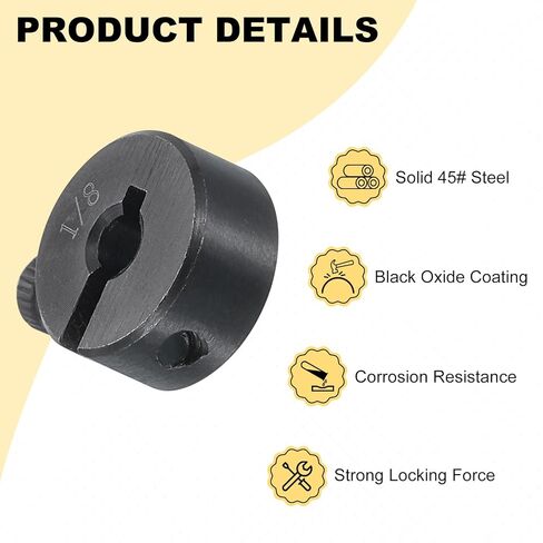 uxcell 2pcs Single Split Shaft Collar 1/8" Bore One-Piece Clamping Collar, 1/2" OD, 1/4" Thickness, Black Oxide Steel Set Screw Lock Collar Clamp in Kuwait