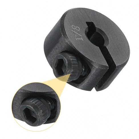 uxcell 2pcs Single Split Shaft Collar 1/8" Bore One-Piece Clamping Collar, 1/2" OD, 1/4" Thickness, Black Oxide Steel Set Screw Lock Collar Clamp in Kuwait