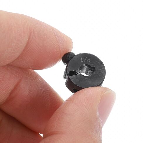 uxcell 2pcs Single Split Shaft Collar 1/8" Bore One-Piece Clamping Collar, 1/2" OD, 1/4" Thickness, Black Oxide Steel Set Screw Lock Collar Clamp in Kuwait