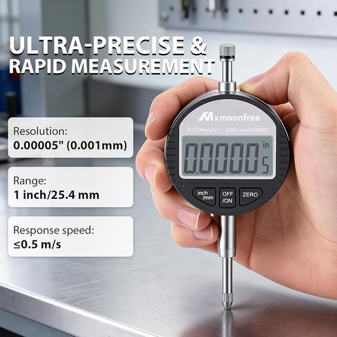 Digital Dial Indicator 1 inch/25.4 mm | 0.001mm/0.00005" Resolution, High-Speed Electronic Probe Test Gauge with LCD, Inch/Metric Conversion for Lathe, 3D Printer, CNC & Industrial Use in Kuwait
