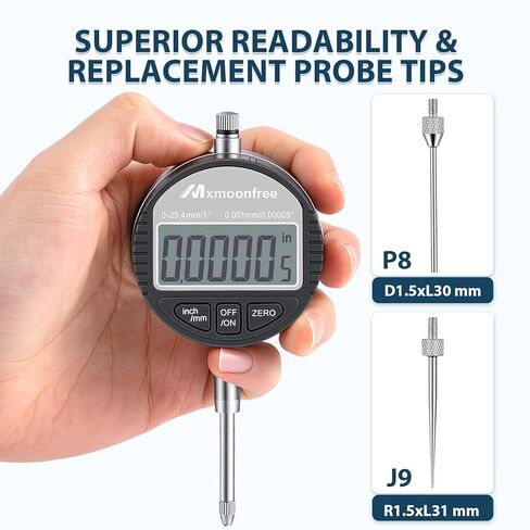 Digital Dial Indicator 1 inch/25.4 mm | 0.001mm/0.00005" Resolution, High-Speed Electronic Probe Test Gauge with LCD, Inch/Metric Conversion for Lathe, 3D Printer, CNC & Industrial Use in Kuwait