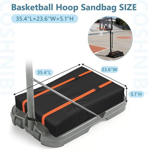 Basketball Hoop Sandbag,Heavy Duty Weighted Bottom Anchor for Basketball Hoops,Waterproof Dustproof Oxford Fabric Sand Bag,35.4" L×23.6" W×5.1" H,Only Bag in Kuwait