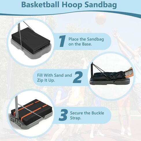 Basketball Hoop Sandbag,Heavy Duty Weighted Bottom Anchor for Basketball Hoops,Waterproof Dustproof Oxford Fabric Sand Bag,35.4" L×23.6" W×5.1" H,Only Bag in Kuwait