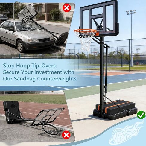 Basketball Hoop Sandbag,Heavy Duty Weighted Bottom Anchor for Basketball Hoops,Waterproof Dustproof Oxford Fabric Sand Bag,35.4" L×23.6" W×5.1" H,Only Bag in Kuwait