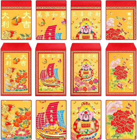 Bememo 120 Pcs 2025 Chinese New Year Red Envelopes Lunar Hong Bao Lucky Money Envelopes Pockets for Party and Chinese New Year(Lucky Words) in Kuwait