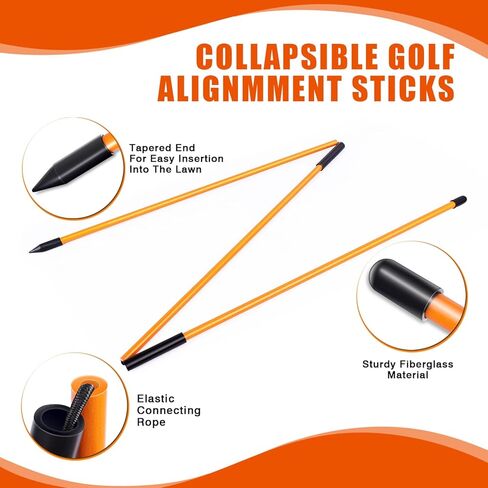2 Pack Collapsible Golf Alignment Sticks & 1 Pack Golf Magnetic Alignment Rods, 40" Alignment Golf Stick Ideal for Aiming, Magnetic Swing Training Aid Accessories in Saudi Arabia