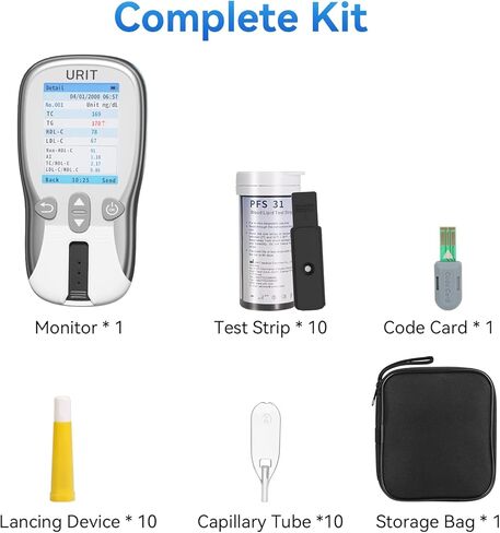 8 in 1 Cholesterol Test Kit with 10 Test Strips for Home Use in Kuwait