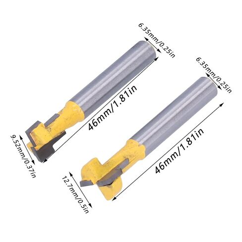 قاطعة النجارة على شكل حرف T قاطعة طحن فولاذية عالية السرعة لقطع الخشب طقم مكون من قطعتين مع شفرات 9.52 مم و12.7 مم لمشاريع النجارة in Kuwait