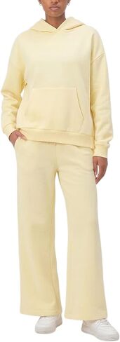 DITOK إمرأة Sweatsuits 2 قطعة مجموعة هوديي المتضخم و Sweatpants واسعة الساق رياضية صالة لينة الزي مريح مطابقة مجموعة in Saudi Arabia