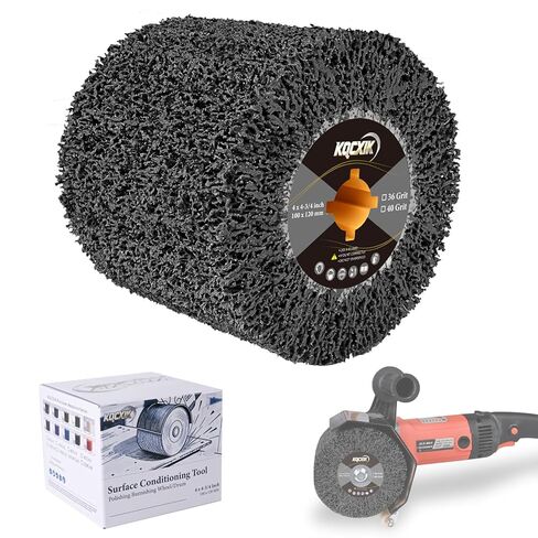أداة ترطيب السطح مقاس 4.5 بوصة × 4 بوصة، عجلة رسم سلك ماسي أسود 36 حبيبة لآلات الصقل، طبلة كاشطة لتلميع المواد الصلبة (المعادن والحجر والسيراميك) in Kuwait