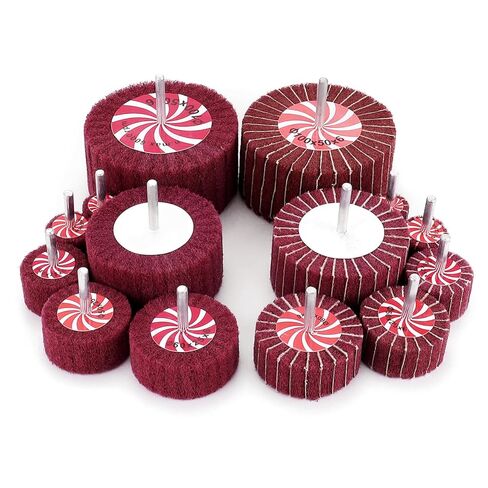 HighFree 14 Pack 7 Sizes Buffing Flap Wheels - 1/4" Shank Abrasive Flap Wheel Sander, 25/30/40/50/60/80/100 Grits Flap Wheel Sander for Drill in Kuwait