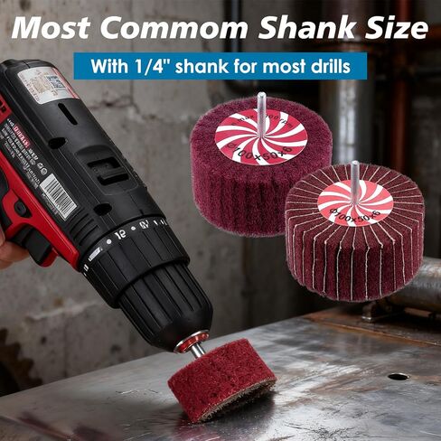 HighFree 14 Pack 7 Sizes Buffing Flap Wheels - 1/4" Shank Abrasive Flap Wheel Sander, 25/30/40/50/60/80/100 Grits Flap Wheel Sander for Drill in Kuwait