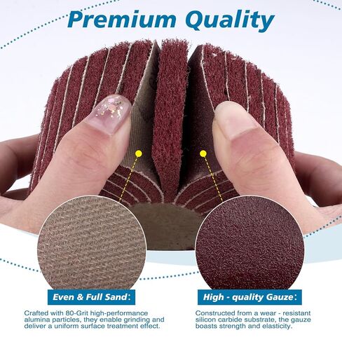 HighFree 14 Pack 7 Sizes Buffing Flap Wheels - 1/4" Shank Abrasive Flap Wheel Sander, 25/30/40/50/60/80/100 Grits Flap Wheel Sander for Drill in Kuwait