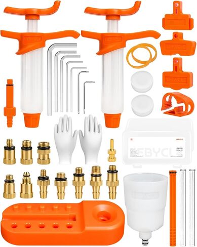 Brake Bleed Kit for Shimano, TEKTRO, TRP Hydraulic Disc Brakes, Bike Brake Bleed Kit with 150ml Mineral Oil, 10 Brass Connectors, Visual Oil Cup & Storage Base in Saudi Arabia