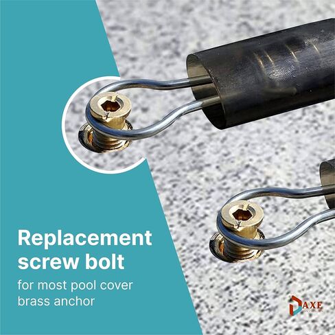 Axe | Universal Pool Safety Cover Threaded Brass Insert Screw Bolt for Anchor | Thread Size of 9/16" and Length of 1-1/8" (10) in Kuwait