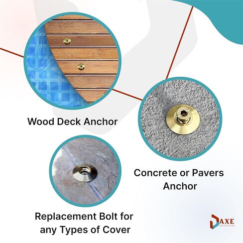 Axe | Universal Pool Safety Cover Threaded Brass Insert Screw Bolt for Anchor | Thread Size of 9/16" and Length of 1-1/8" (10) in Kuwait