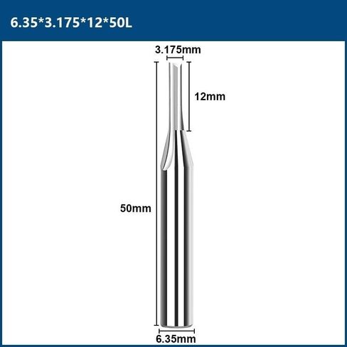 Straight Flute End Mill Cutter Router Bits 1/4 Inch Shank Single Flute 2 Flute Straight Slot Carbide Milling Cutter for Woodworking(2 Flute 6.35x3.175) in Kuwait