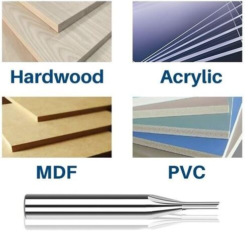 Straight Flute End Mill Cutter Router Bits 1/4 Inch Shank Single Flute 2 Flute Straight Slot Carbide Milling Cutter for Woodworking(2 Flute 6.35x3.175) in Kuwait