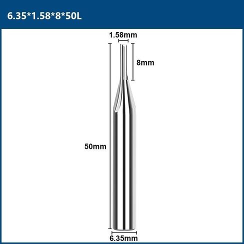 قطع مطحنة نهاية الفلوت المستقيمة، 1/4 بوصة ساق واحدة، 2 فلوت، قاطعة طحن كربيد ذات فتحة مستقيمة للأعمال الخشبية (2 فلوت 6.35 × 1.58) in Kuwait