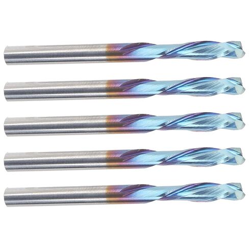 5Pcs Milling 2 Flute Straight Shank, Tungsten Steel CNC Carved End Mill, 3175x12x40mm. Blue Coating Router Bit, Double Flute Engraving for Low Carbon Steel, in Kuwait