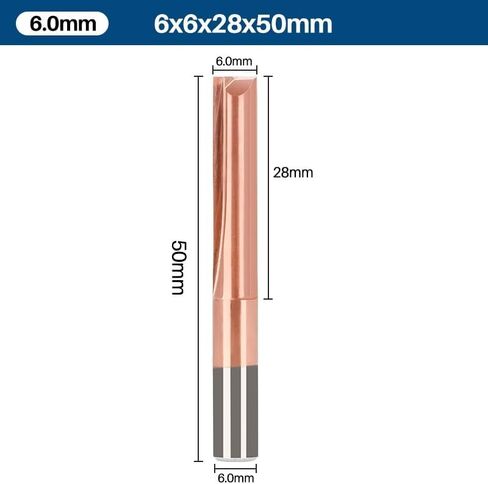 CNC Router Bits 6mm Shank Straight Milling Cutter 2 Flute Titanium Coated Carbide End Mill for MDF Acrylic Chipboard Wood(6x28mm) in Saudi Arabia