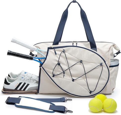 Tennis Travel Bag for Women with Exterior Drawstring Racket Pocket and Separate Shoe Compartment, Weekend Bags with Wet Pocket and Laptop Pocket in Kuwait