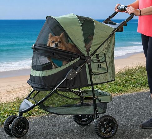 عتاد الحيوانات الأليفة No-zip خاص الإصدار 3 عجلات الحيوانات الأليفة للقطط/الكلاب ، دخول سحاب ، طية سهلة واحدة ، بطانة قابلة للإزالة ، حامل كوب ، إسبرسو in Kuwait