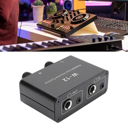 VBESTLIFE W-12 التحكم في مستوى صوت سماعة الرأس، 3.5 مم 6.35 مم وحدة تحكم في مستوى الصوت ستيريو 1/4 بوصة 1/8 بوصة تحكم في مستوى الصوت مضمن لعزل التداخل in Kuwait