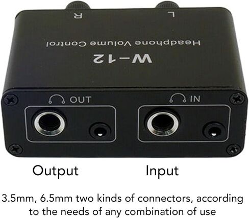 VBESTLIFE W-12 التحكم في مستوى صوت سماعة الرأس، 3.5 مم 6.35 مم وحدة تحكم في مستوى الصوت ستيريو 1/4 بوصة 1/8 بوصة تحكم في مستوى الصوت مضمن لعزل التداخل in Kuwait