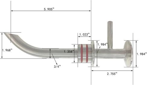 3/4" (19mm OD) Tube x 1.5" Tri Clamp Dip Tube Home Brew Fitting Tri Clover Racking Arm in Kuwait