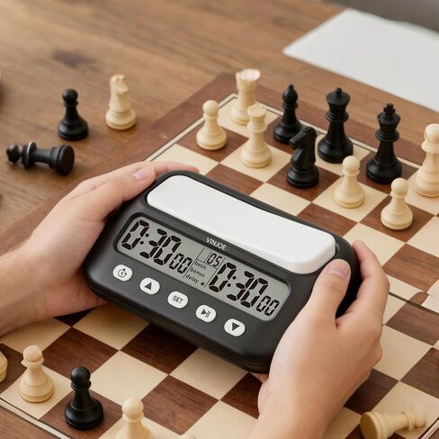 VINJOE Chess Clock Digital Chess Timer Professional for Board Games,Portable Digital Chess Clock & Game Timer with Basic,Bonus,Delay and Positive Time Features Best Gifts for Christmas (Pink) in Kuwait