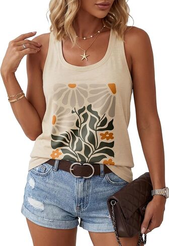 Beach Vacation Clothes for Women Sleeveless Graphic Tees Tank Tops 2025 Summer Casual Loose Fit Shirts Camisole in Kuwait