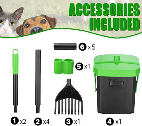 Pooper Scooper دوار سفن وشعبى مع 100 كيس نفايات ، مغرفة الكلب pooper مع مرفق كيس للكلاب الكبيرة المتوسطة الصغيرة ، مغرفة أنبوب مع غطاء لزرة الكلب في الحديقة in Kuwait