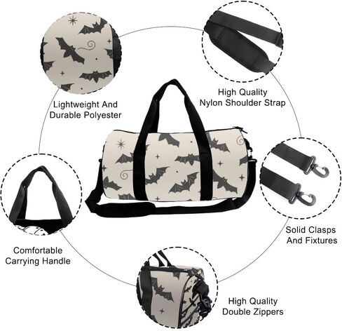 Repeating Bats Easy Clean Womens Bag Oxford Tote Bags Adjustable Shoulder Strap, Convertible Carry Backpack Vintage Duffle Bag For Soccer Hiking Gym Must Haves For Woman in Kuwait