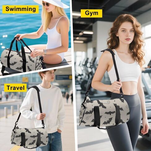 Repeating Bats Easy Clean Womens Bag Oxford Tote Bags Adjustable Shoulder Strap, Convertible Carry Backpack Vintage Duffle Bag For Soccer Hiking Gym Must Haves For Woman in Kuwait