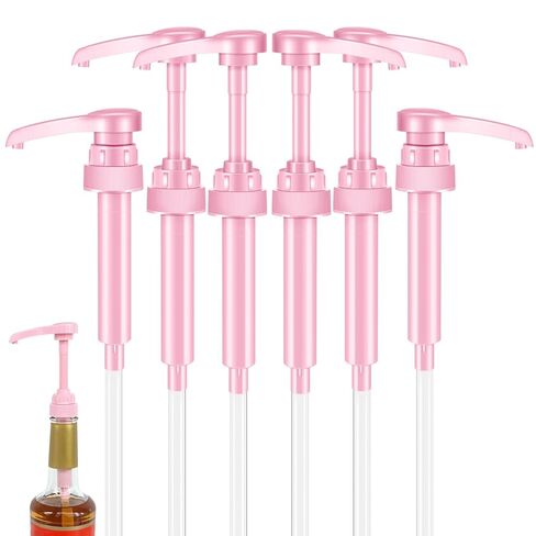Pink Coffee Syrup Pump | Suitable for 25 oz/750 ml Torani, Jordan's Skinny, Davinci, and Monin 33.8 oz Plastic Bottles | Not Suitable for Monin Liter 750 ml | 6-Pack in Kuwait