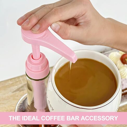Pink Coffee Syrup Pump | Suitable for 25 oz/750 ml Torani, Jordan's Skinny, Davinci, and Monin 33.8 oz Plastic Bottles | Not Suitable for Monin Liter 750 ml | 6-Pack in Kuwait
