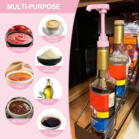 Pink Coffee Syrup Pump | Suitable for 25 oz/750 ml Torani, Jordan's Skinny, Davinci, and Monin 33.8 oz Plastic Bottles | Not Suitable for Monin Liter 750 ml | 6-Pack in Kuwait