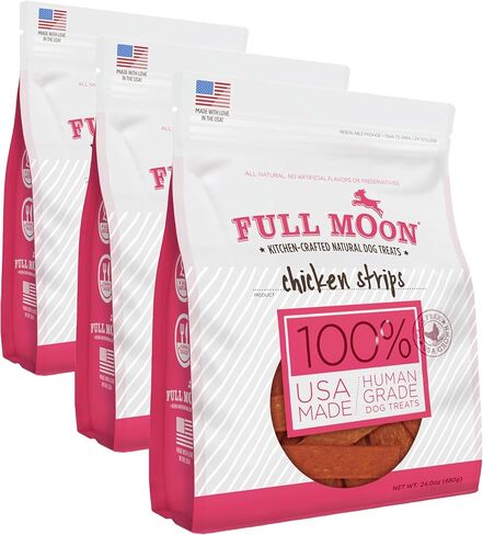 Full Moon Chicken Strips Healthy All Natural Dog Treats Human Grade Made in USA Grain Free, 1.5 Pound (Pack of 1) in Kuwait