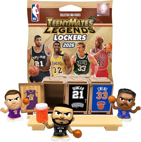 مجموعة شخصيات الحركة من Party Animal TeenyMates NBA لكرة السلة في غرفة خلع الملابس، 2026 أساطير مع 3 لاعبين مفاجئين من TeenyMates in Saudi Arabia
