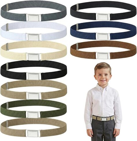 5 Pcs Kids Boys Belt, Adjustable Elastic Kids Belt with Square Buckle for Boys Girls in Saudi Arabia