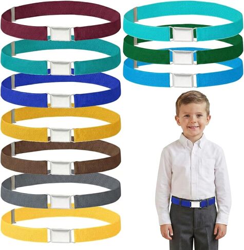 5 Pcs Kids Boys Belt, Adjustable Elastic Kids Belt with Square Buckle for Boys Girls in Saudi Arabia