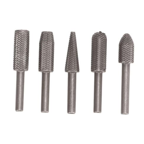 Die Grinder Bits Tungsten Steel Alloy Set 5Pcs 6mm Shank Rotary Rasp Files - High Wear Resistance, Precision Cutting Edges, Ideal for Woodworking and Deburring in Kuwait