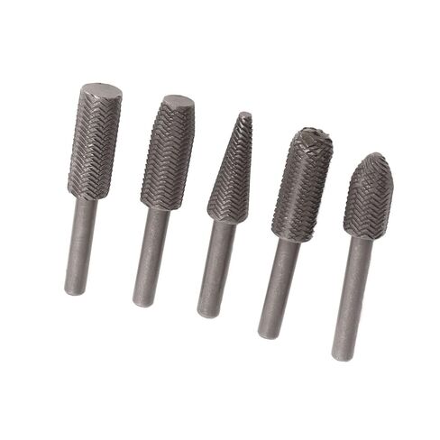 Die Grinder Bits Tungsten Steel Alloy Set 5Pcs 6mm Shank Rotary Rasp Files - High Wear Resistance, Precision Cutting Edges, Ideal for Woodworking and Deburring in Kuwait