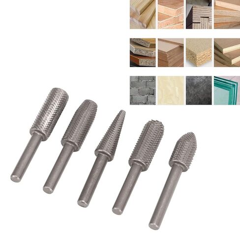 Die Grinder Bits Tungsten Steel Alloy Set 5Pcs 6mm Shank Rotary Rasp Files - High Wear Resistance, Precision Cutting Edges, Ideal for Woodworking and Deburring in Kuwait