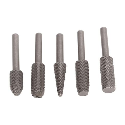 Die Grinder Bits Tungsten Steel Alloy Set 5Pcs 6mm Shank Rotary Rasp Files - High Wear Resistance, Precision Cutting Edges, Ideal for Woodworking and Deburring in Kuwait