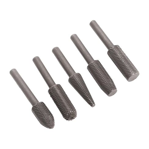 Die Grinder Bits Tungsten Steel Alloy Set 5Pcs 6mm Shank Rotary Rasp Files - High Wear Resistance, Precision Cutting Edges, Ideal for Woodworking and Deburring in Kuwait