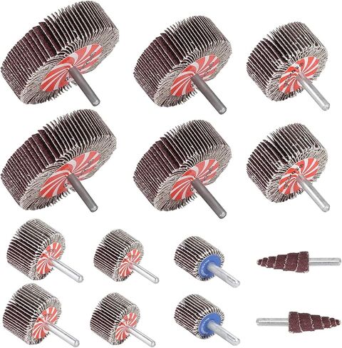 Grinding Wheels, Sanding Flap Wheel, 14 Pcs 1/4" Wheels Abrasive Sander Cylindrical And Cone Shape Sandpaper in Saudi Arabia