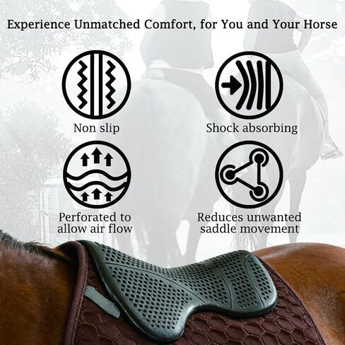 THREE ARCHERS Silicone Gel Saddle Pad for Horses - Non Slip & Shock Absorbing Horse Saddle Pad, Comfortable All Purpose Western/English Riding Saddle Pad, Washable & Durable Design in Kuwait